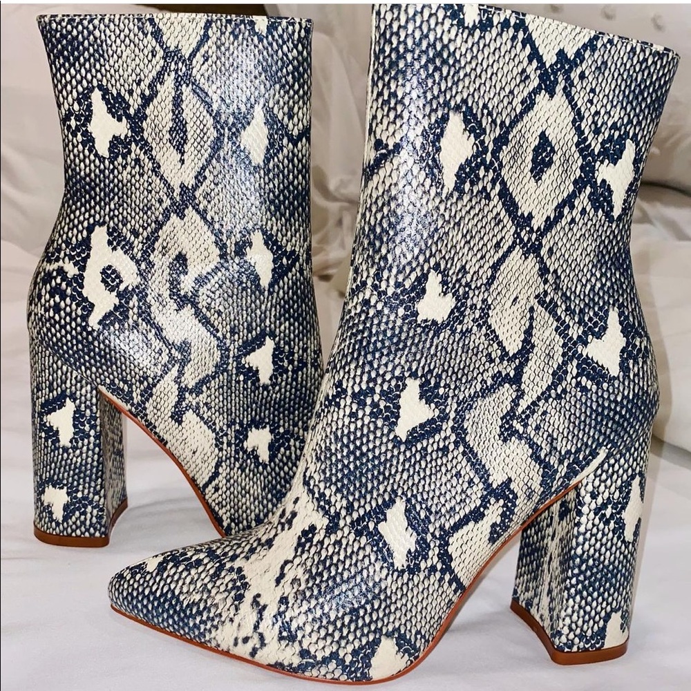 faux snakeskin booties